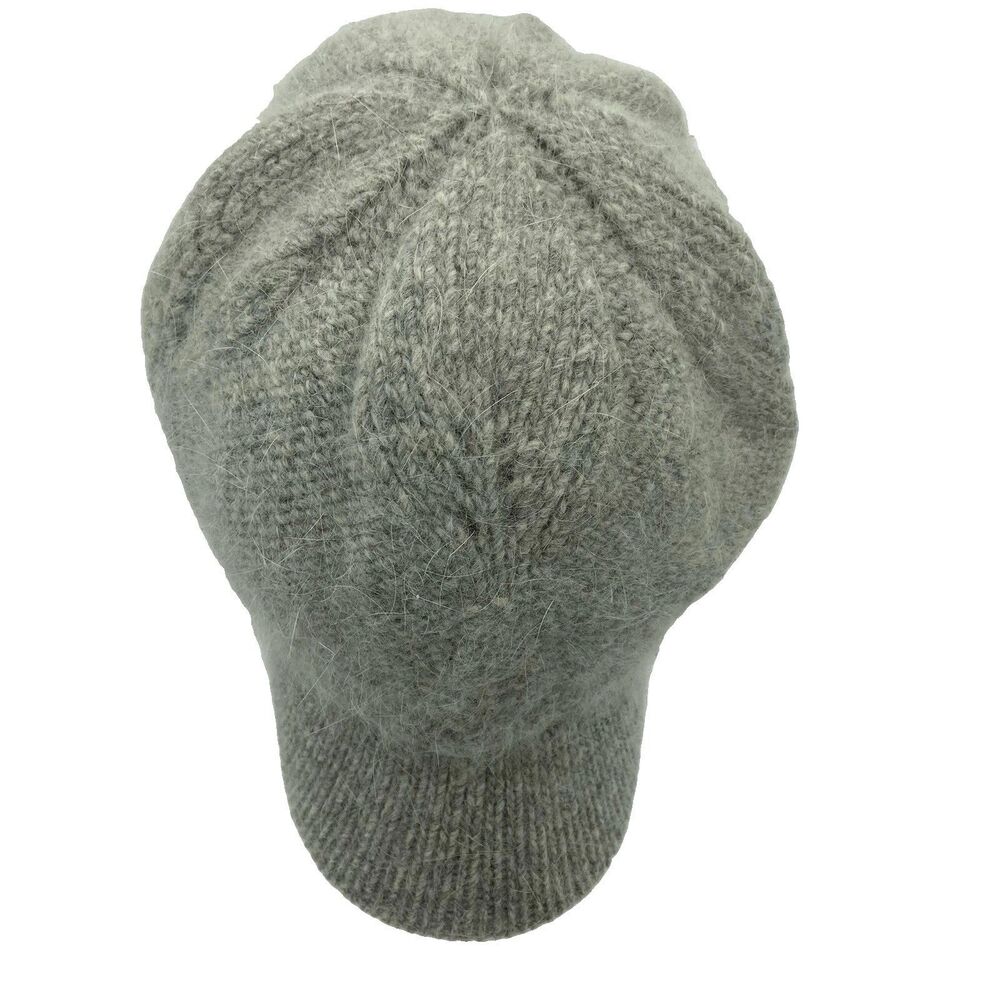 Unbranded Wool Angora Blend Gray Decorated Gray Hat Paper Boy Cap OS Stretchy